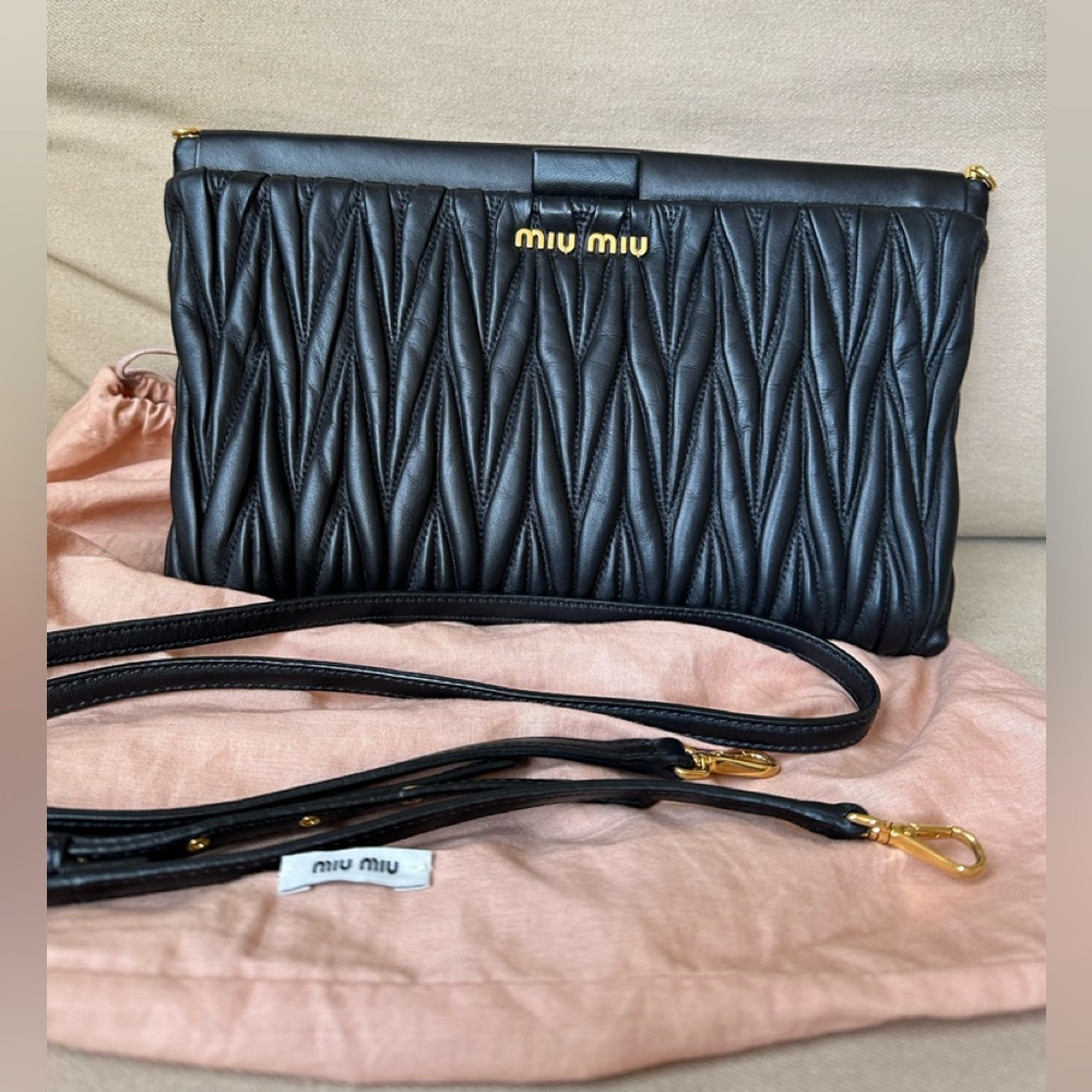 Miu Miu black leather clutch/shoulder/crossbody